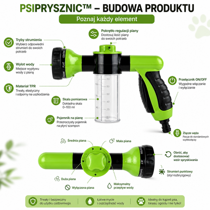 PsiPrysznic™ | Myjka Pianowa 8w1 do Szybkiej Kąpieli Psa