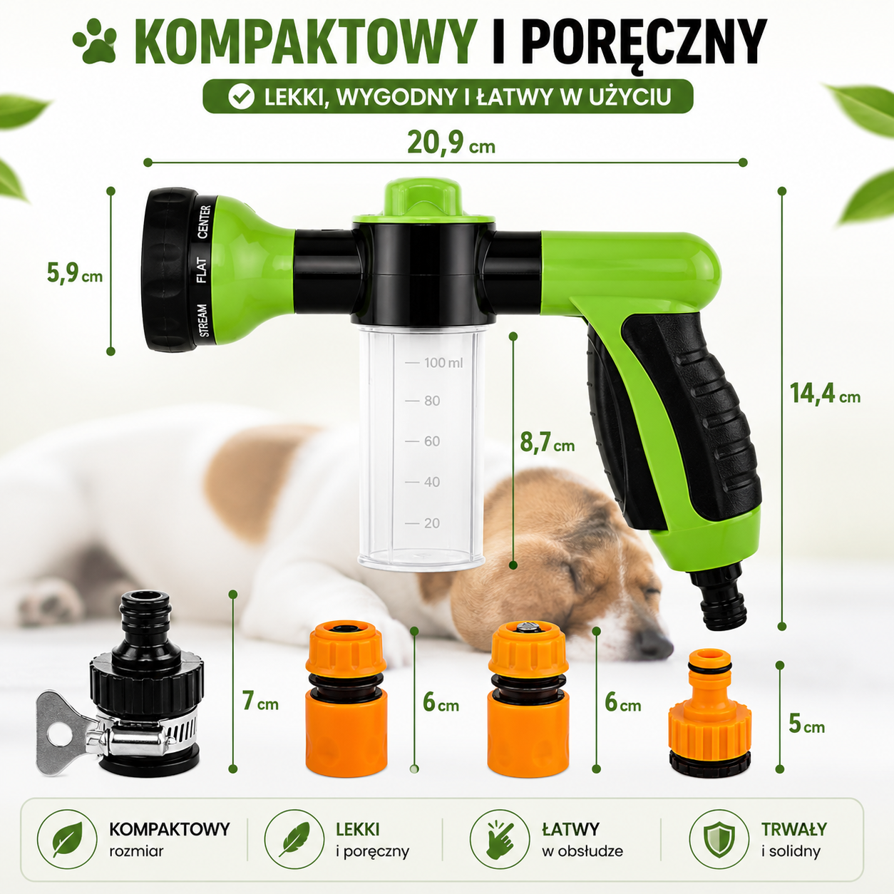 PsiPrysznic™ | Myjka Pianowa 8w1 do Szybkiej Kąpieli Psa